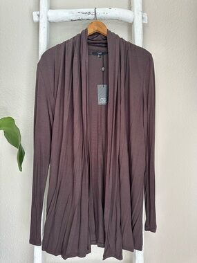 NWT Tart - Brown Lightweight Draped Open-Front Cardigan